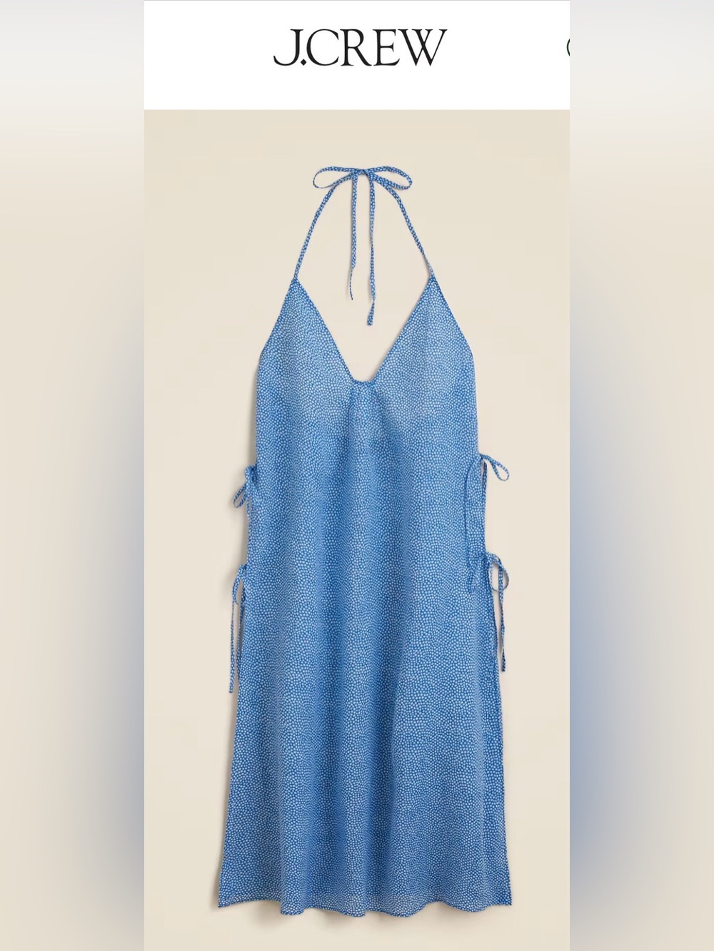 J. Crew Blue Floral Halter coverup open sides NEW WITH TAGS